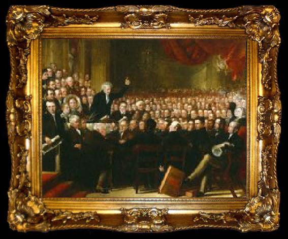 framed  Benjamin Robert Haydon Oil painting of William Smeal addressing the Anti-Slavery Society at their annual convention, ta009-2